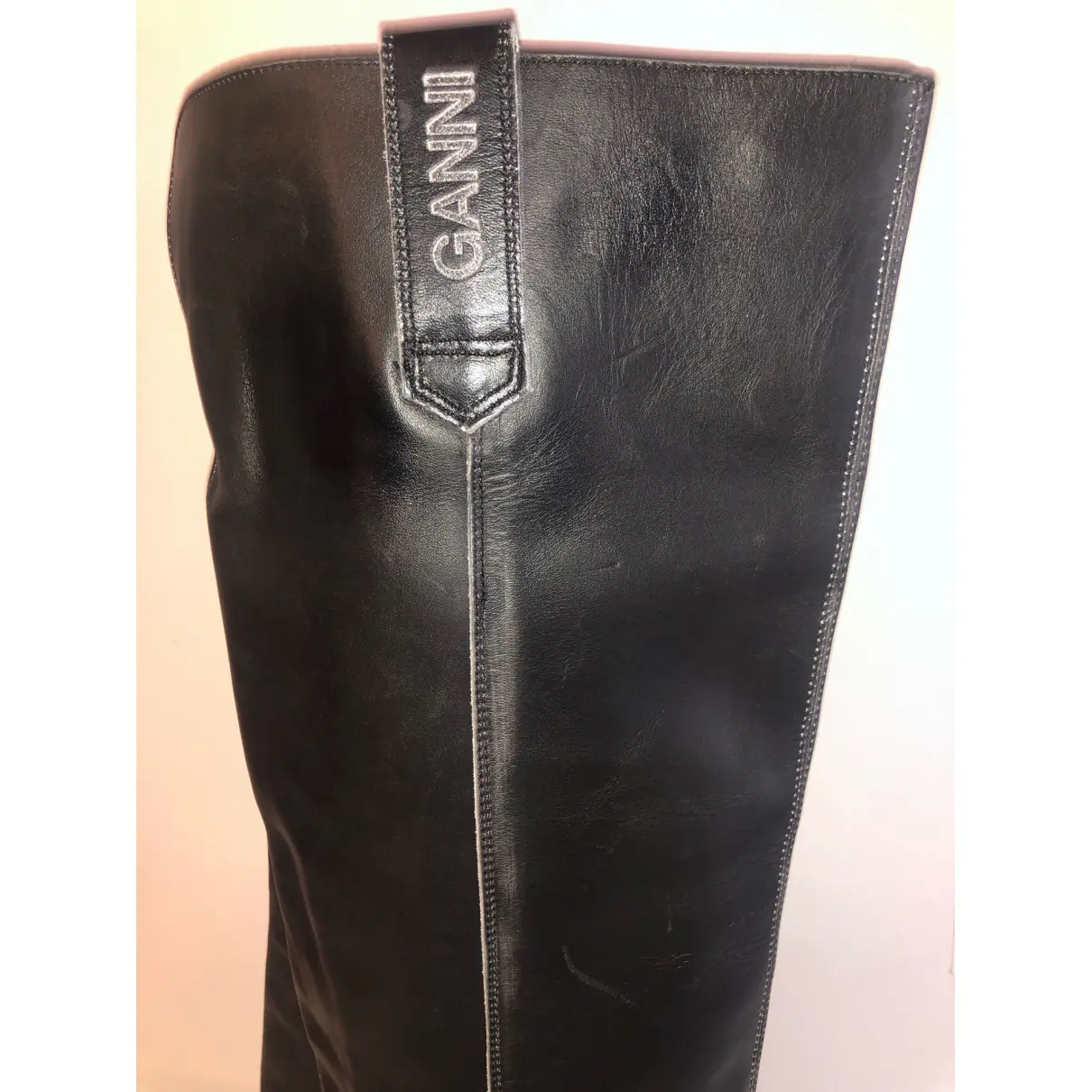 Leather western boots Ganni