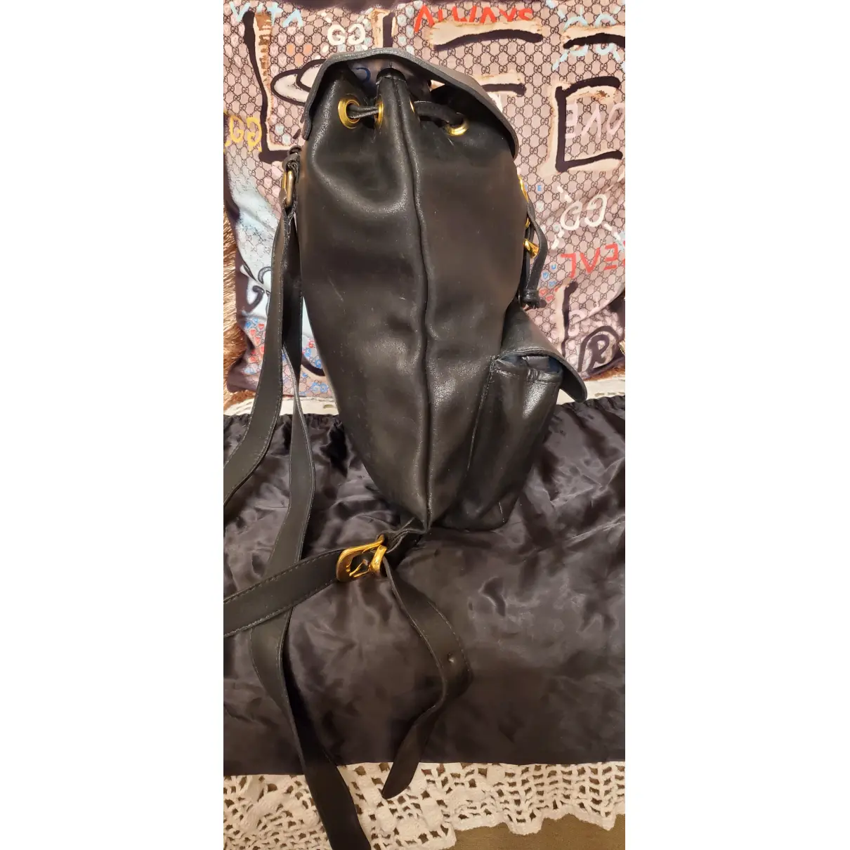 Leather backpack Gianni Versace - Vintage