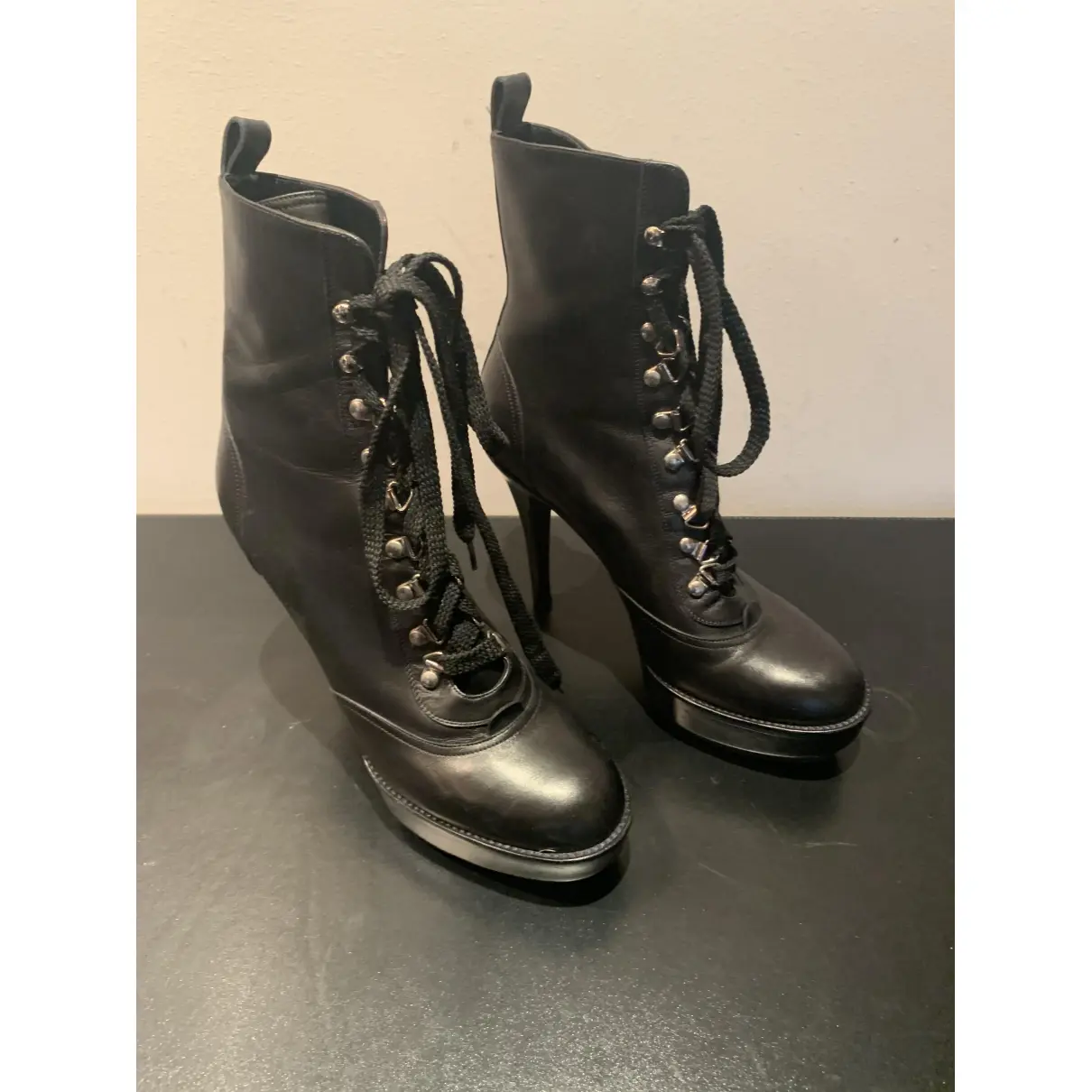 Buy Gianvito Rossi Leather lace up boots online