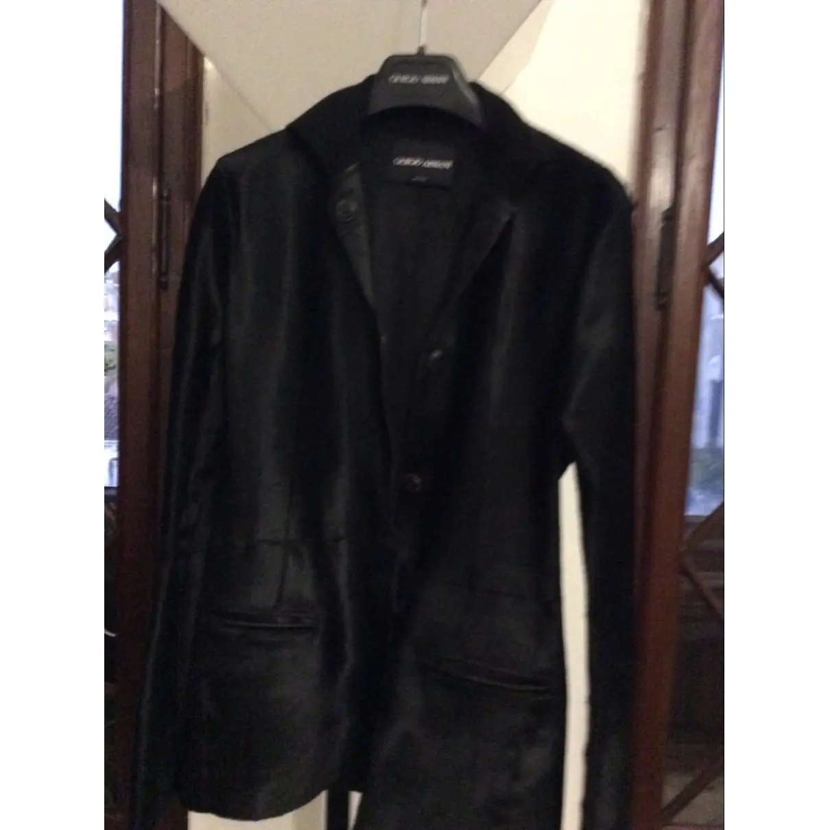 Leather blazer Giorgio Armani
