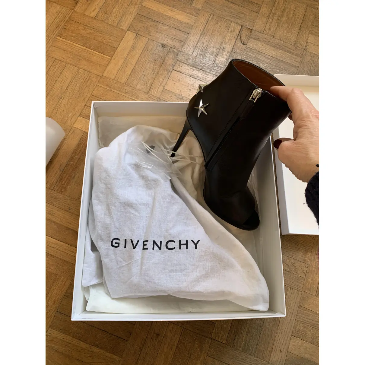 Leather open toe boots Givenchy