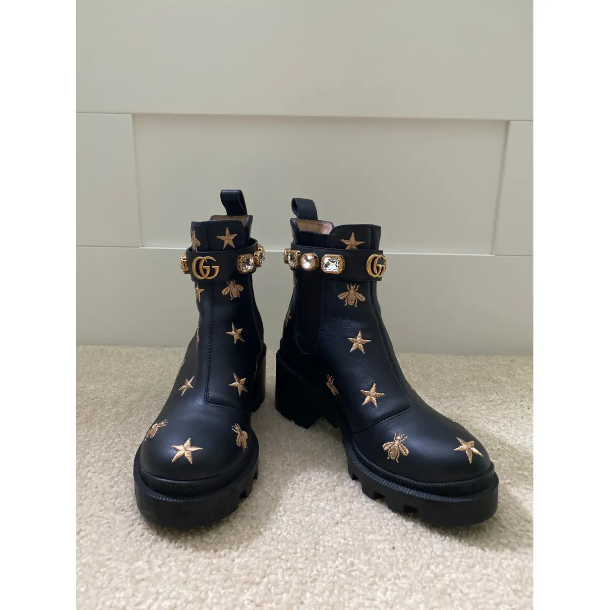 Buy Gucci Leather buckled boots online