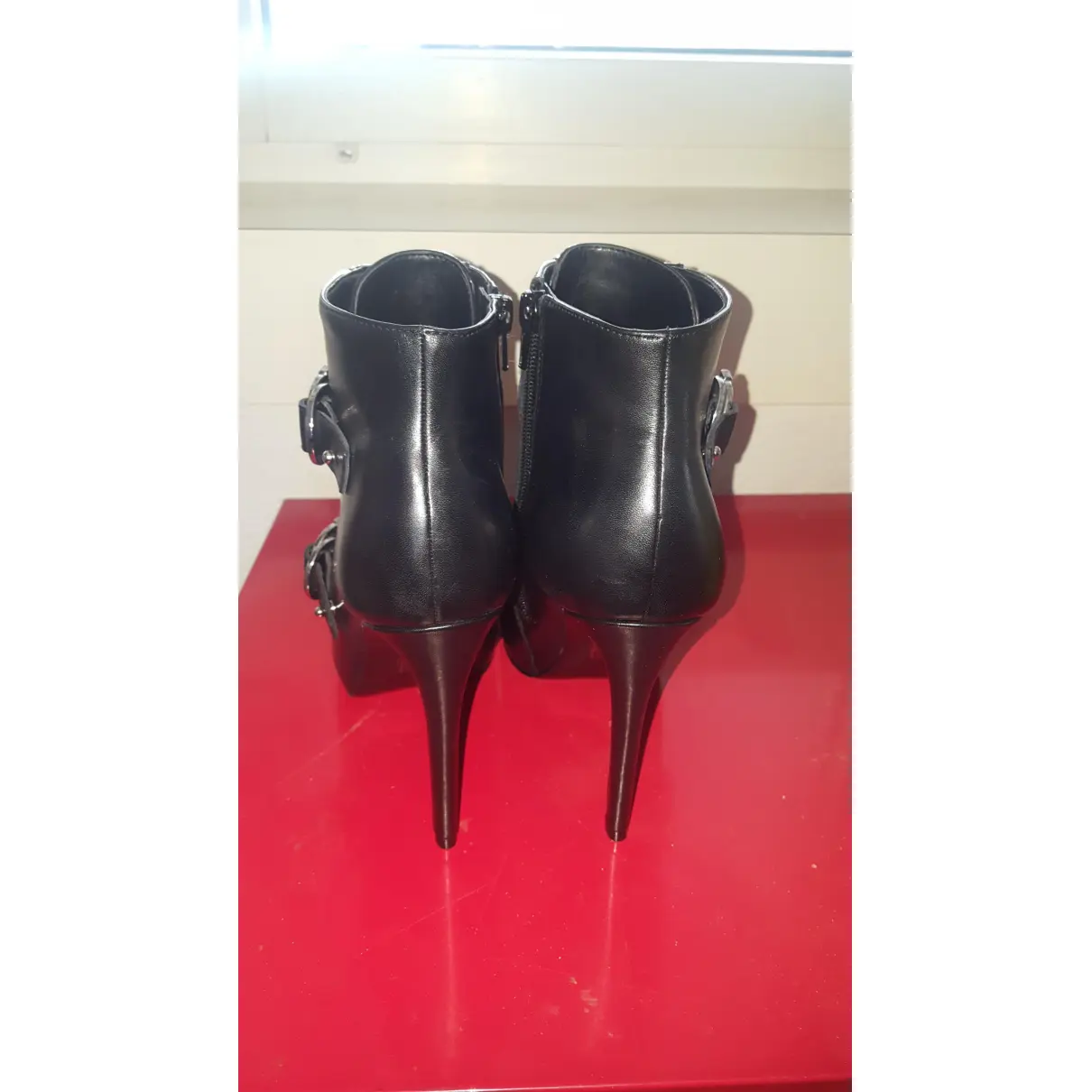 Leather open toe boots GUESS