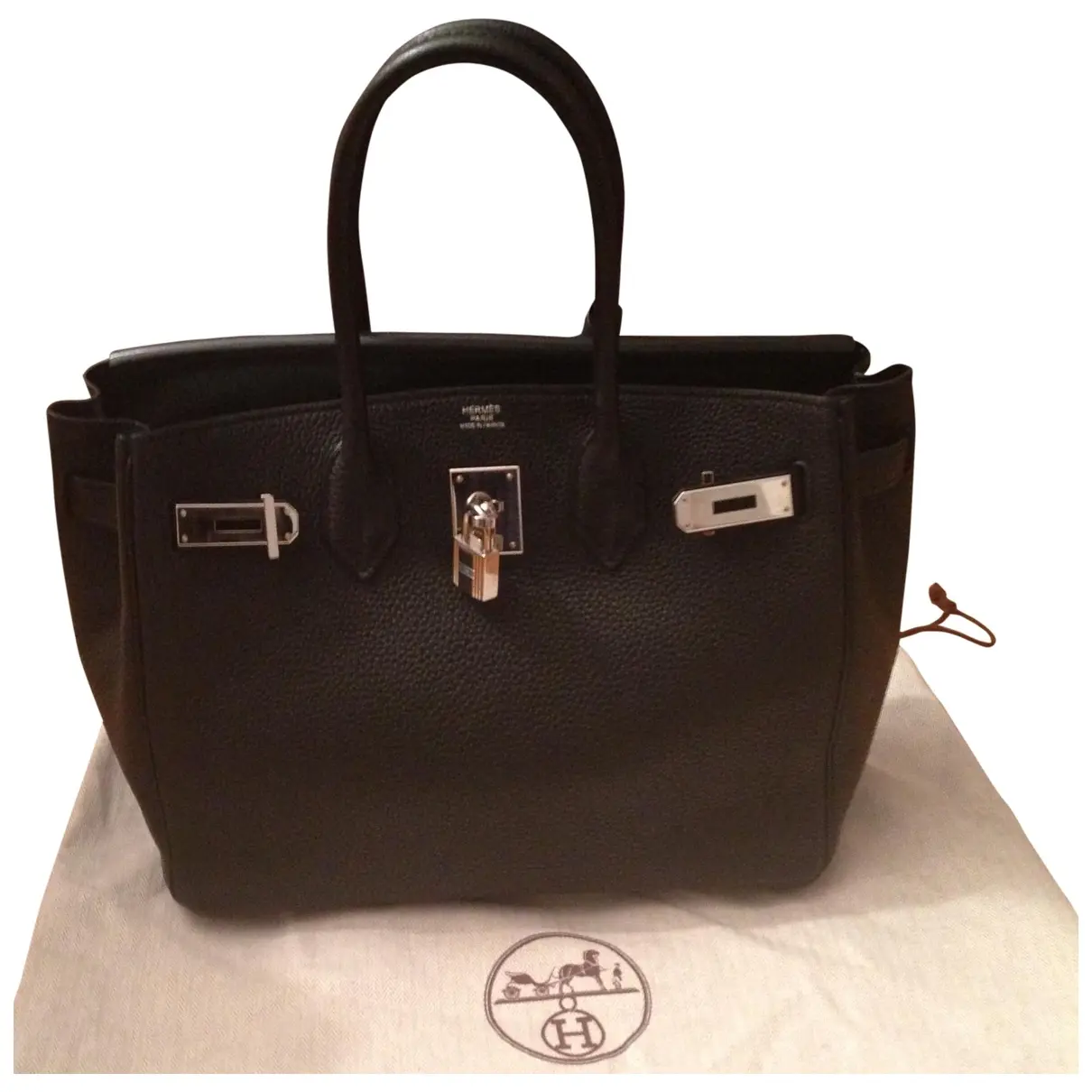 Black Leather Handbag Birkin Hermès