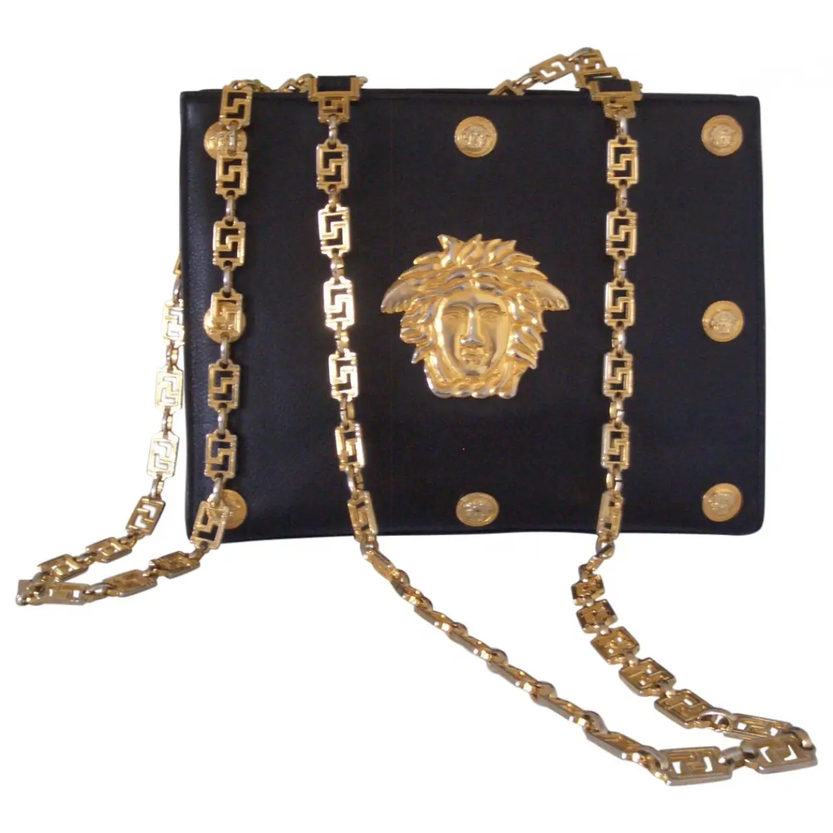Black Leather Handbag Gianni Versace - Vintage