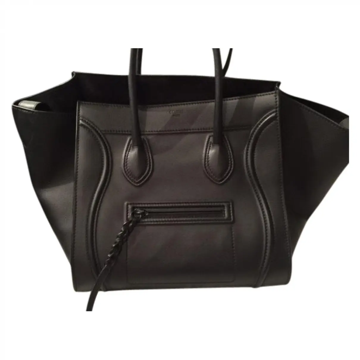 Black Leather Handbag Luggage Phantom Celine