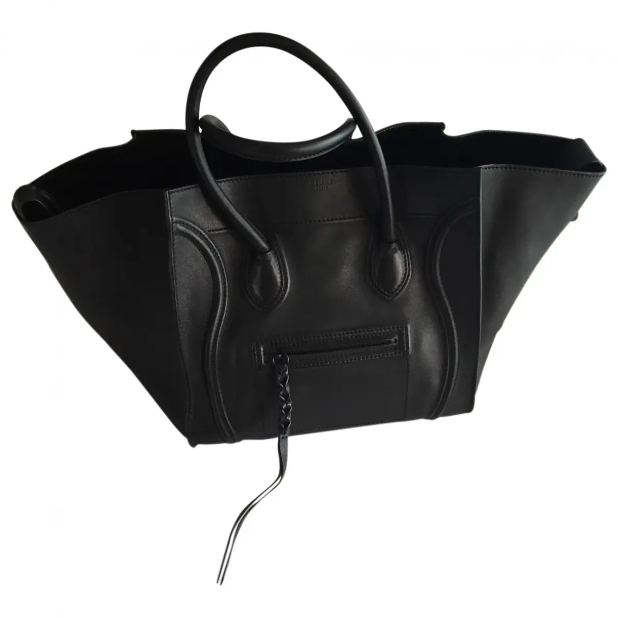 Black Leather Handbag Luggage Phantom Celine