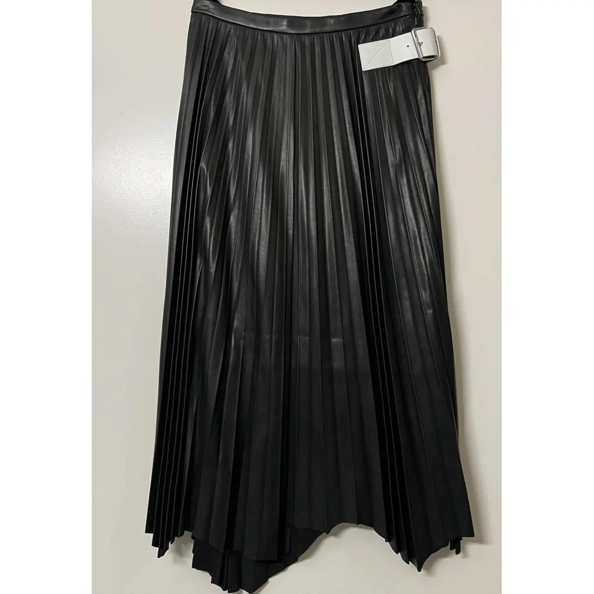 Buy Helmut Lang Leather mid-length skirt online
