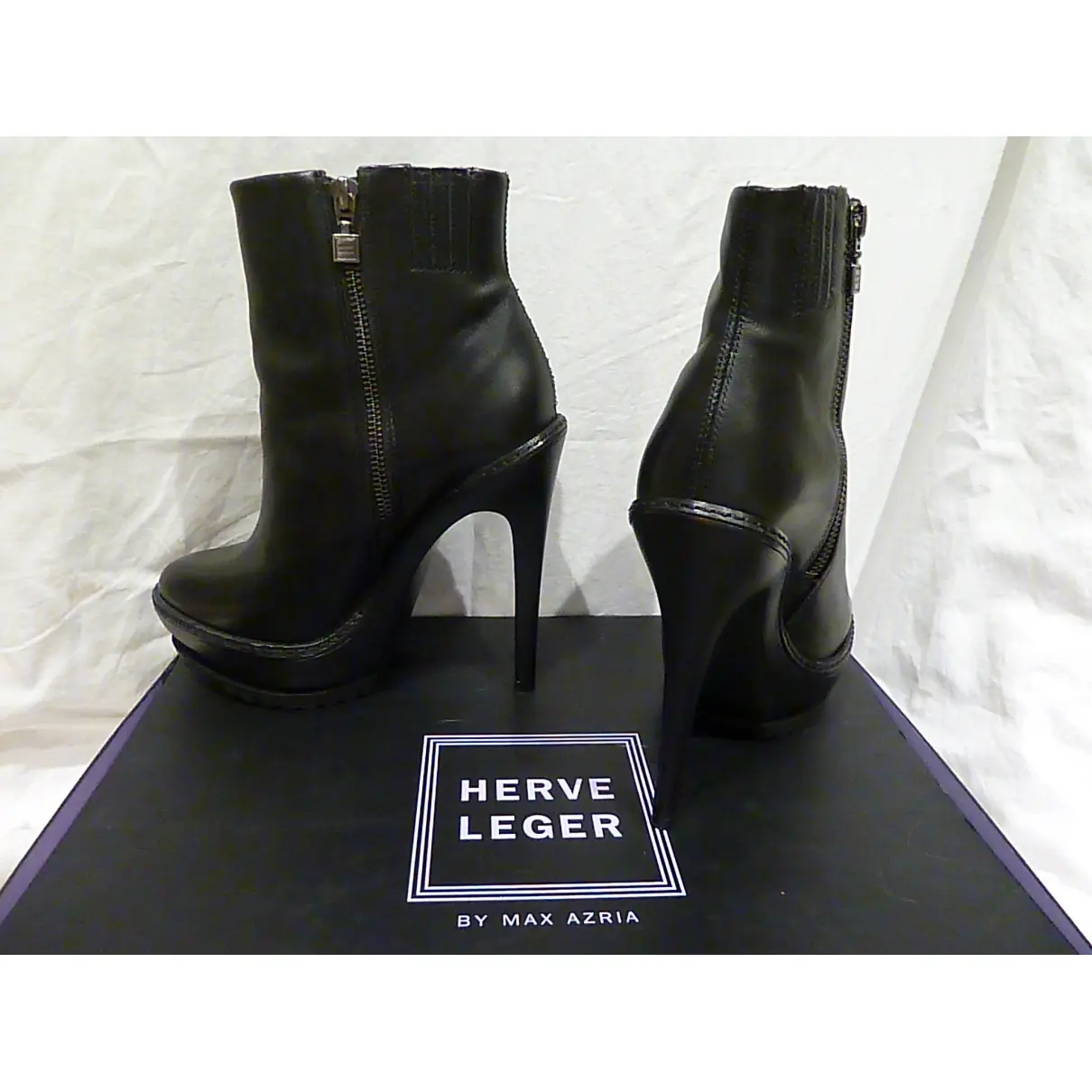 Leather boots Herve Leger