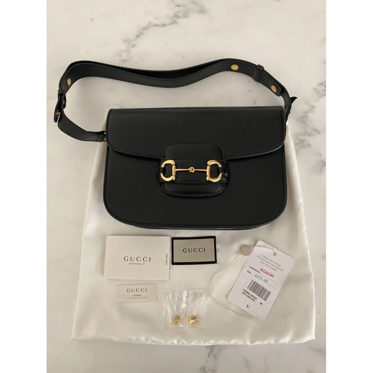 Buy Gucci Horsebit 1955 leather handbag online