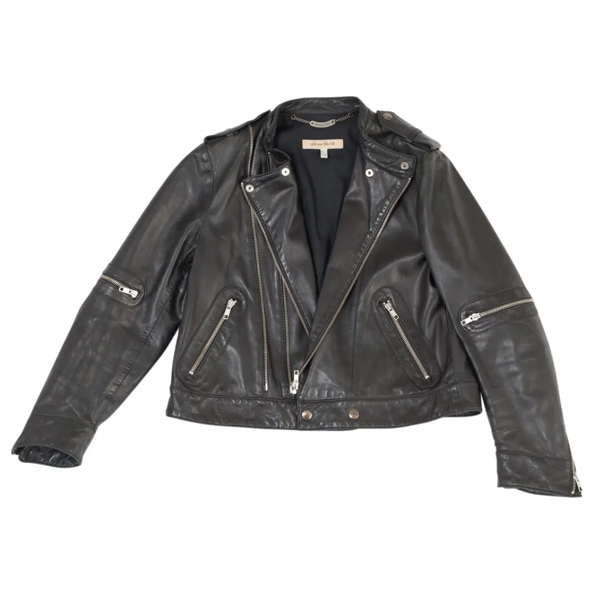 Black Leather Jacket See by Chloé