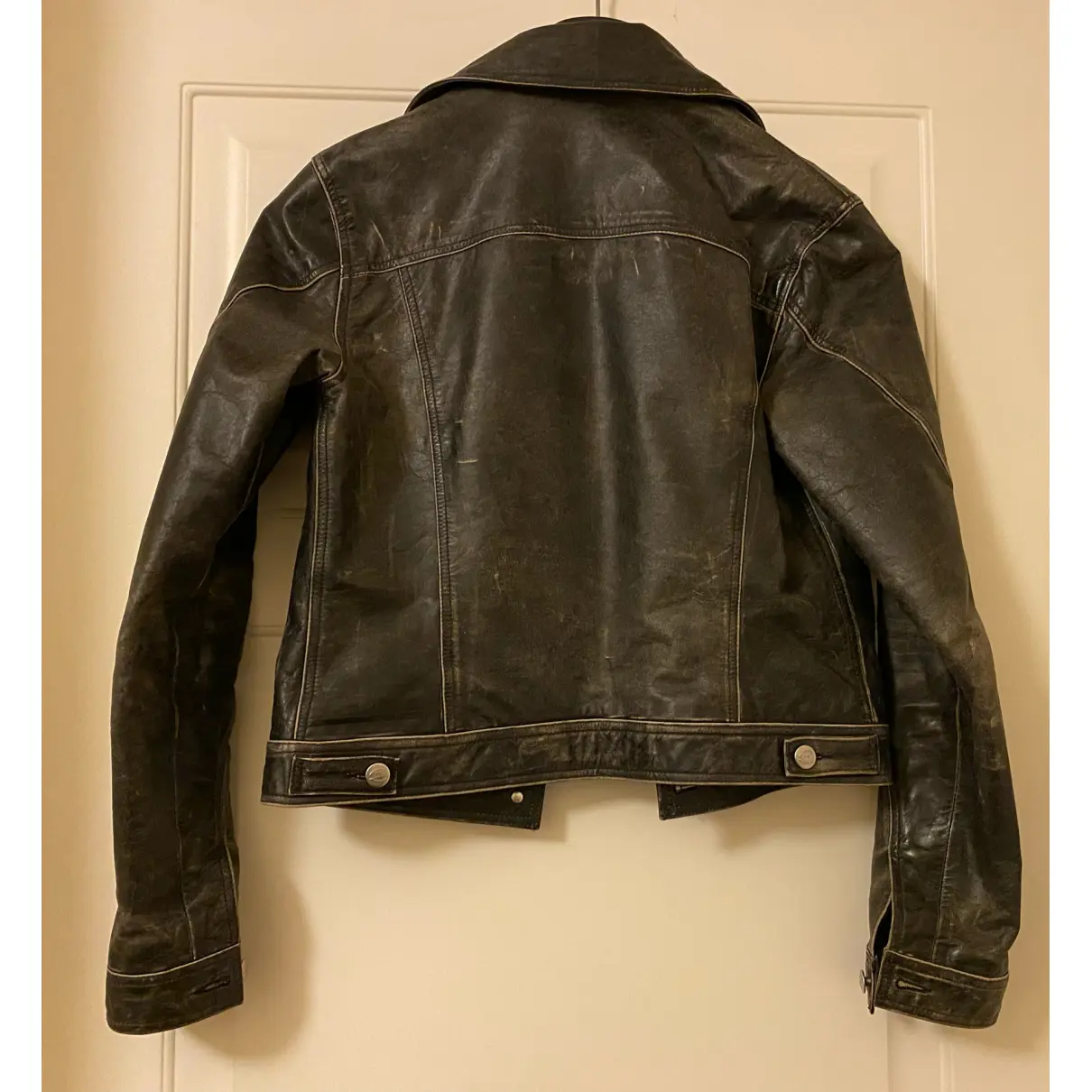 Buy Just Cavalli Leather biker jacket online