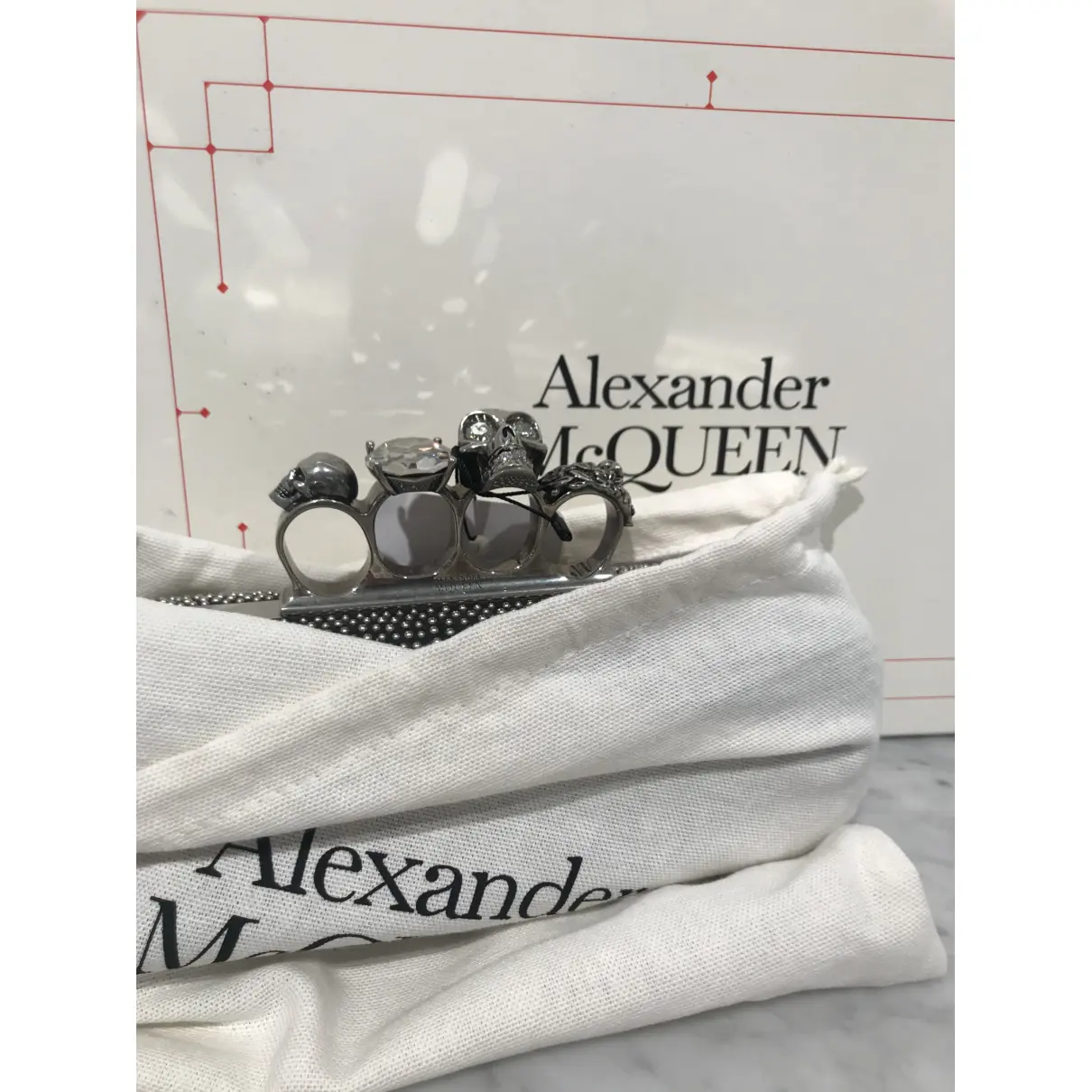 Knuckle leather clutch bag Alexander McQueen