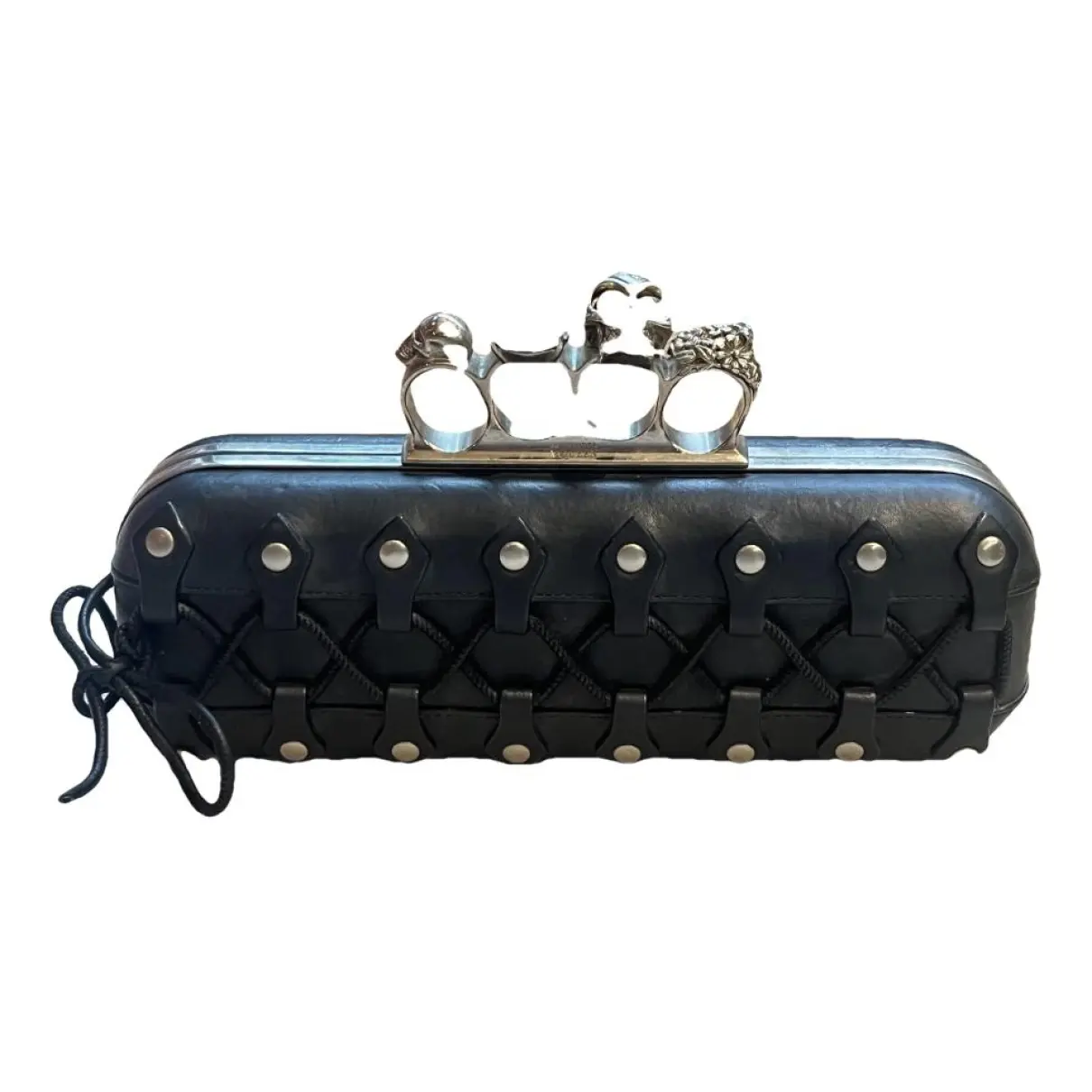 Knuckle leather clutch bag
