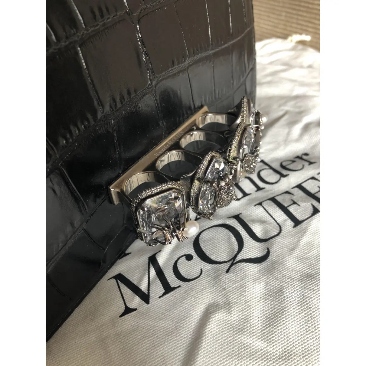 Knuckle leather satchel Alexander McQueen