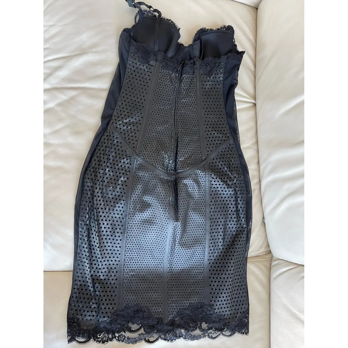 Buy La Perla Leather mid-length dress online