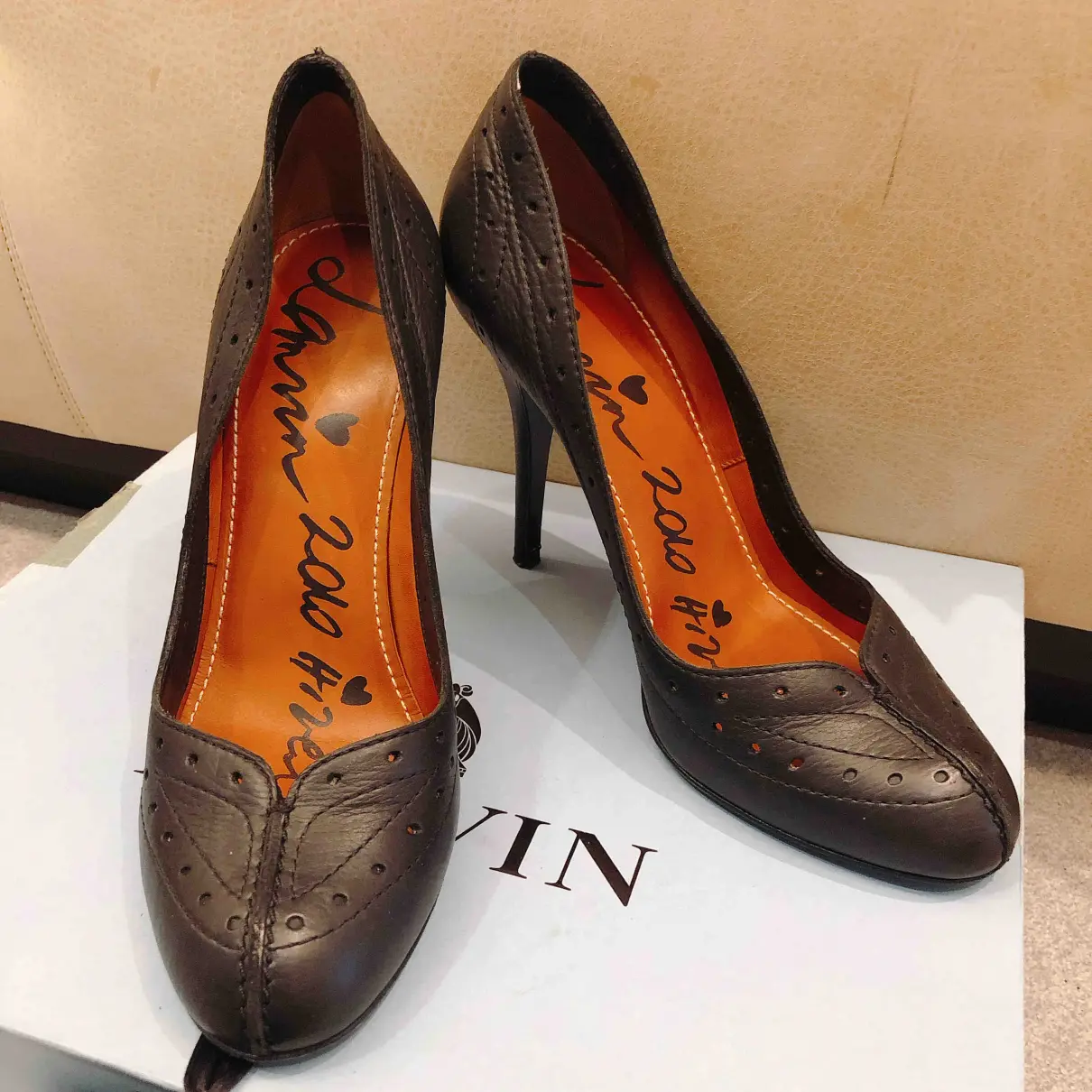 Leather heels Lanvin - Vintage