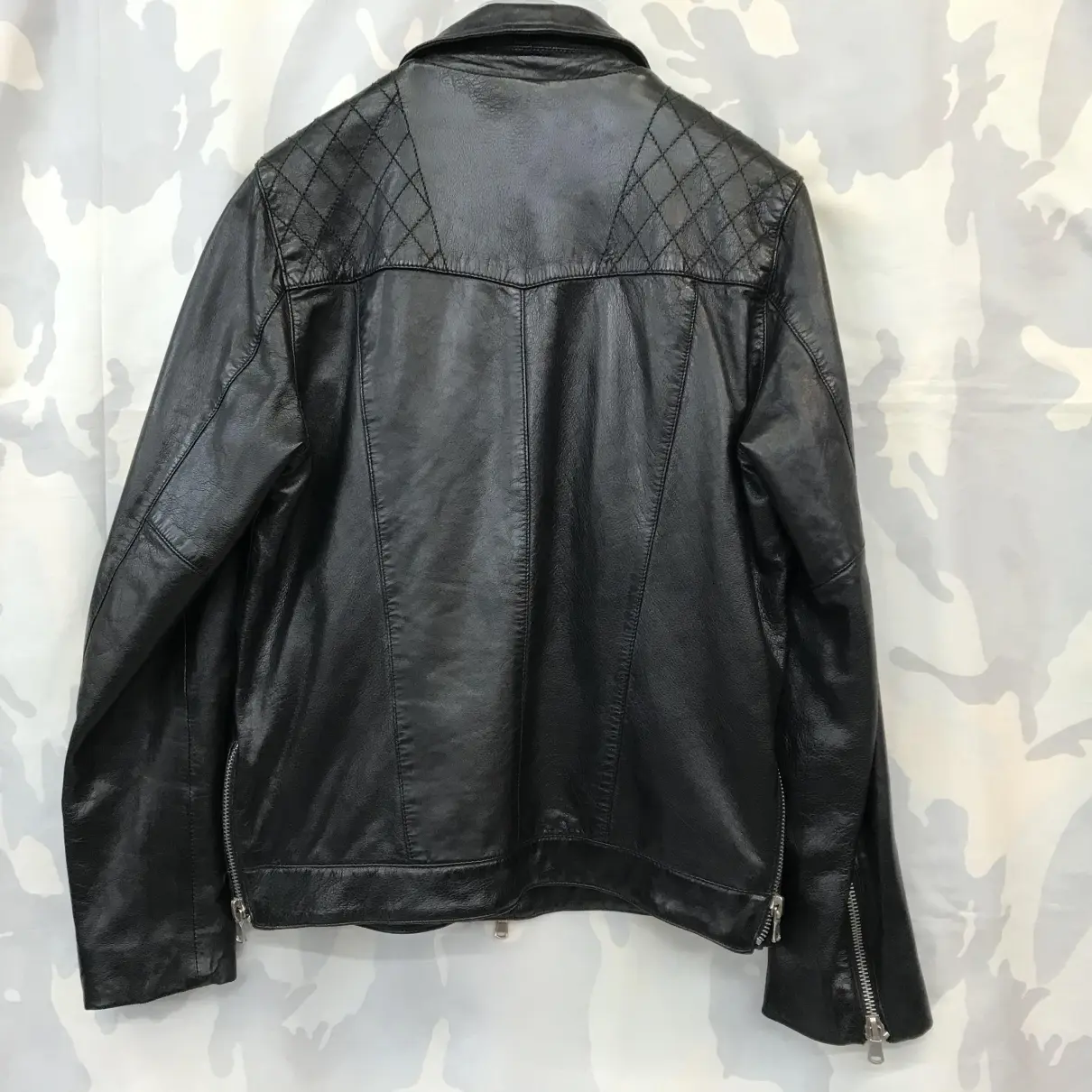 Leather biker jacket Le Sentier