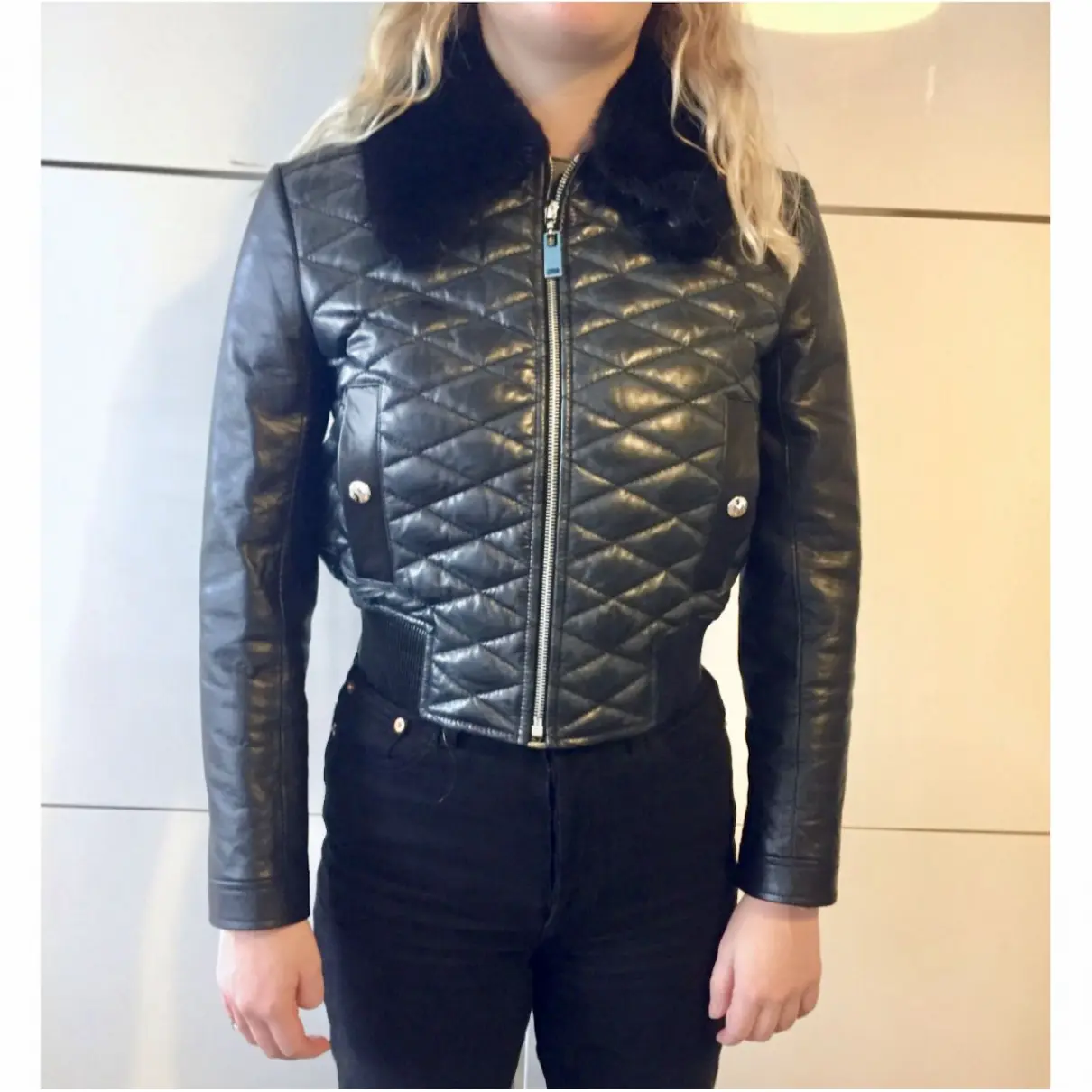 Leather biker jacket Louis Vuitton