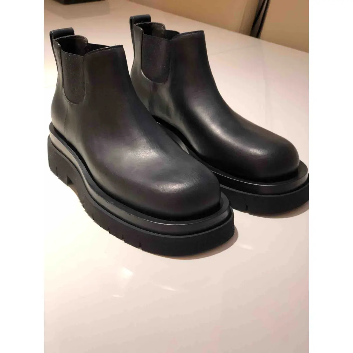 Buy Bottega Veneta Lug leather ankle boots online