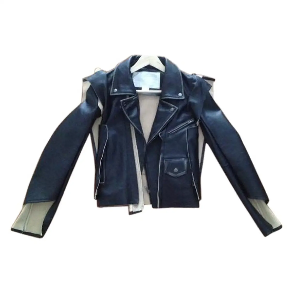 Black Leather Jacket Maison Martin Margiela Pour H&M