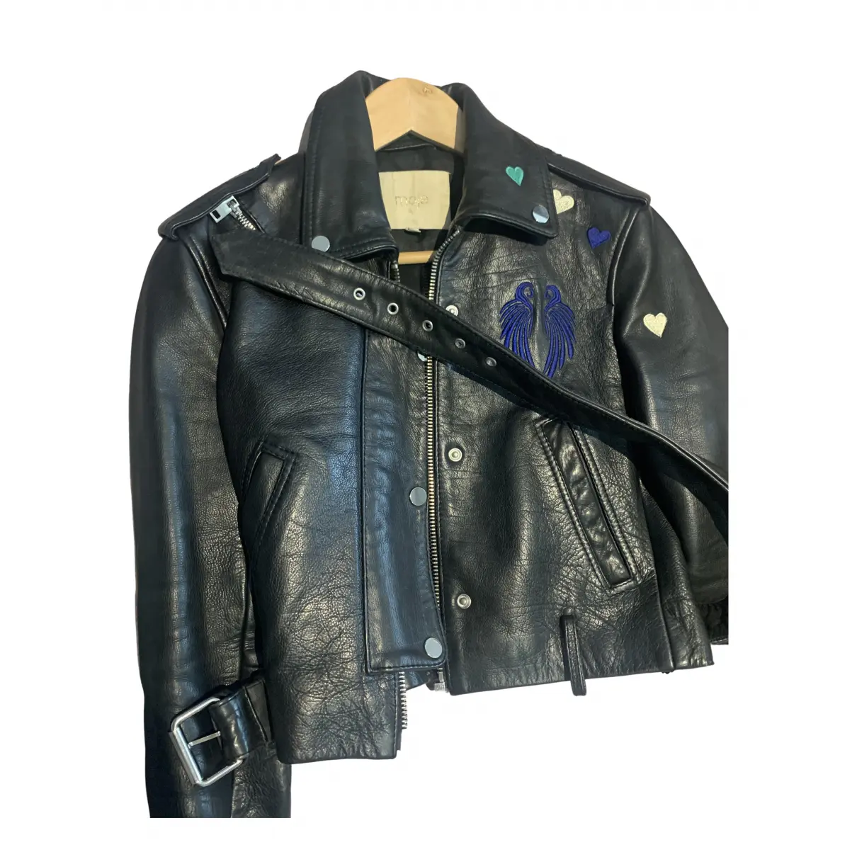 Leather biker jacket Maje