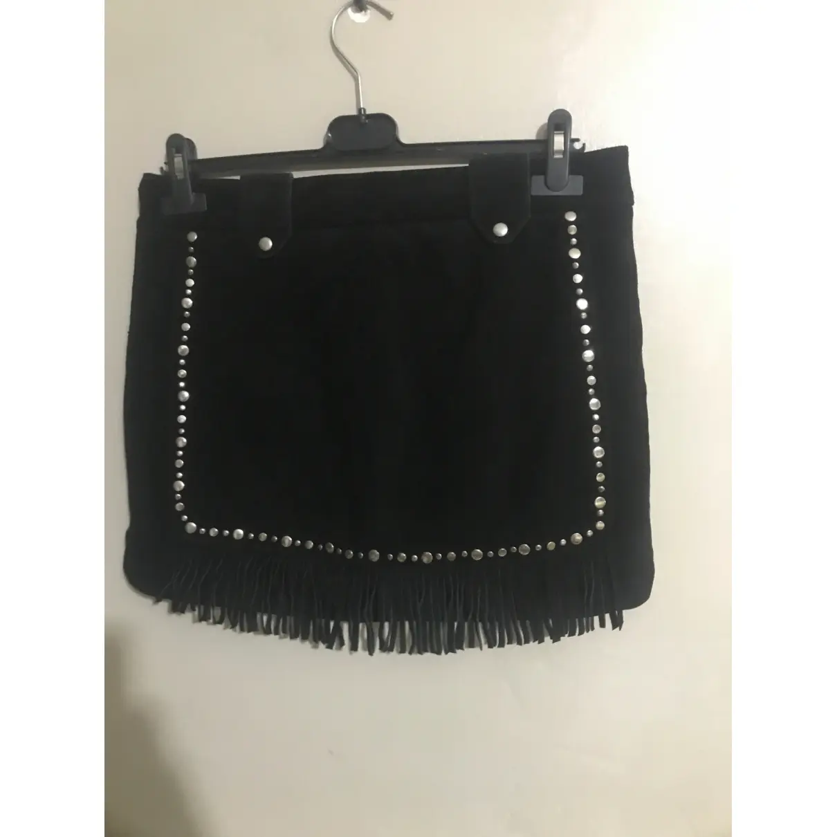 Leather mid-length skirt Maje