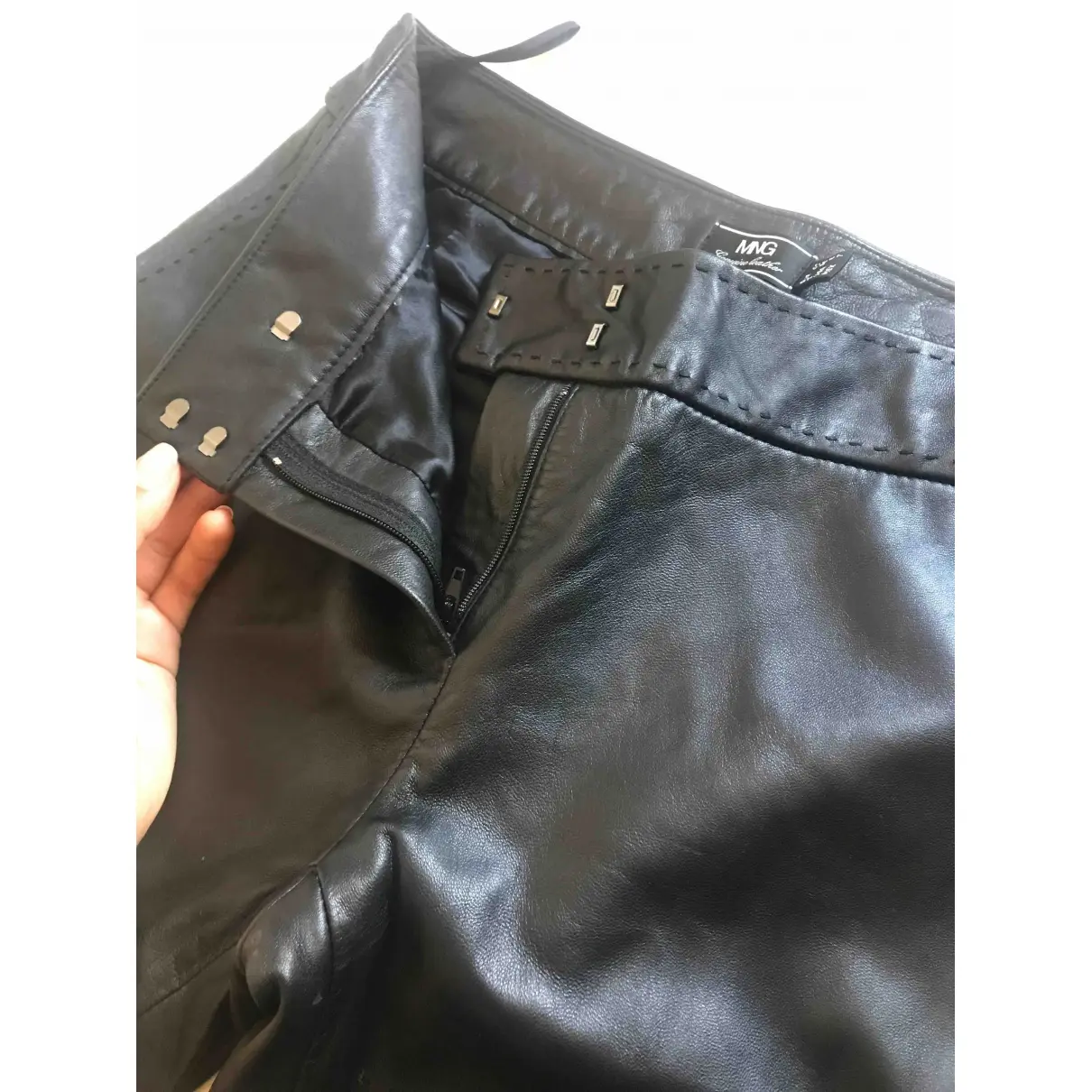 Buy Mango Leather straight pants online - Vintage