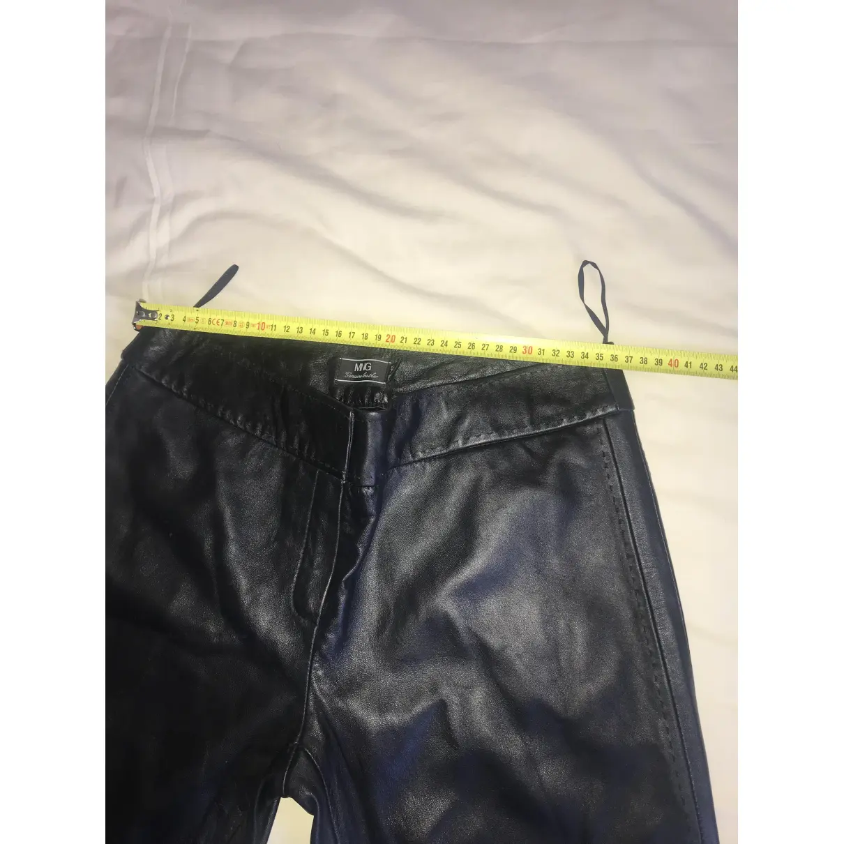 Leather straight pants Mango - Vintage