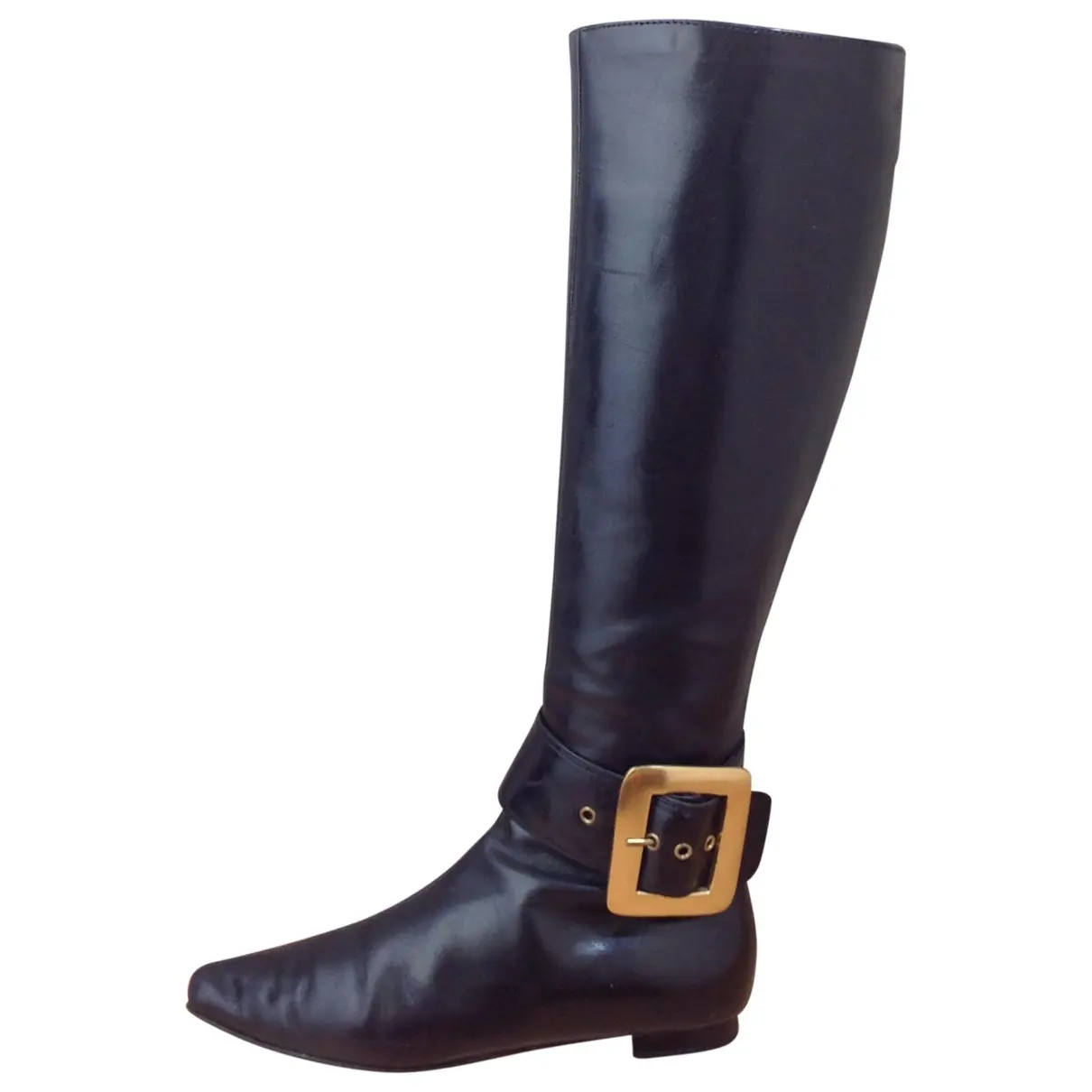 Black Leather Boots Manolo Blahnik