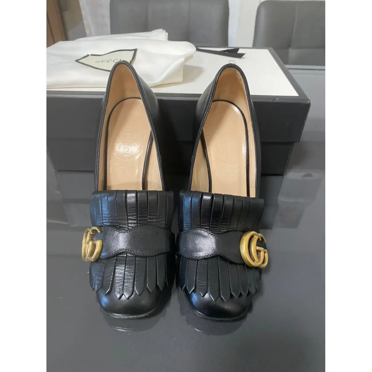 Marmont leather heels Gucci