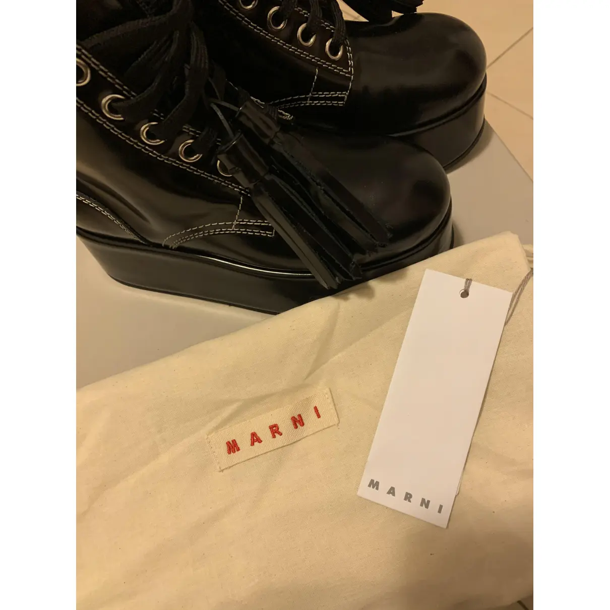 Buy Marni Leather lace up boots online