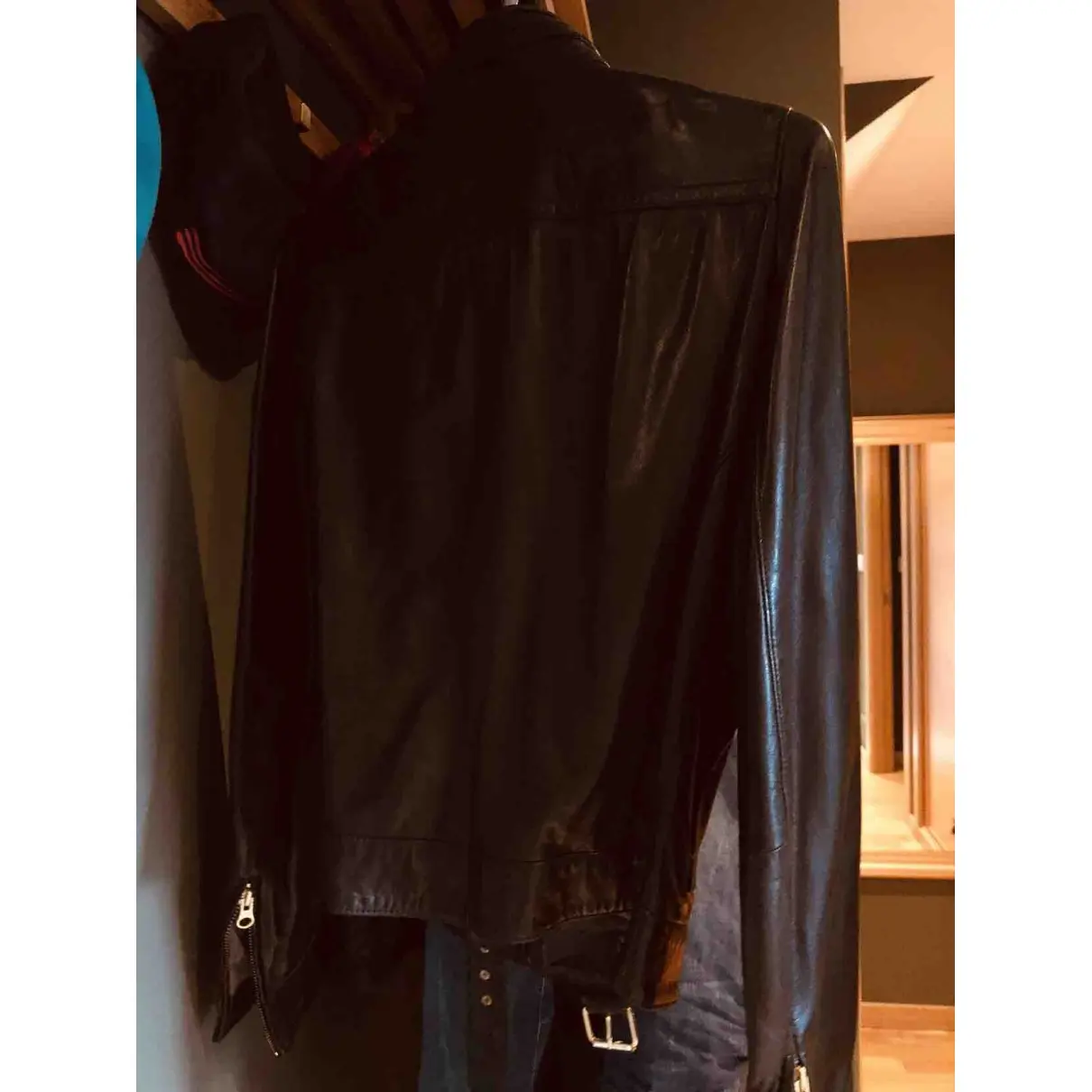 Massimo Dutti Leather biker jacket for sale