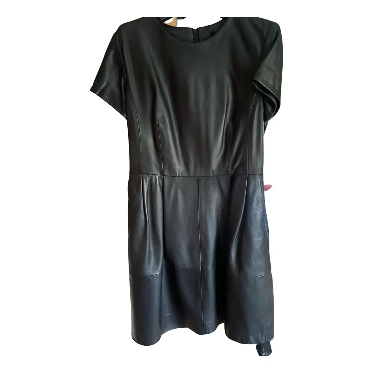 Leather mid-length dress Massimo Dutti
