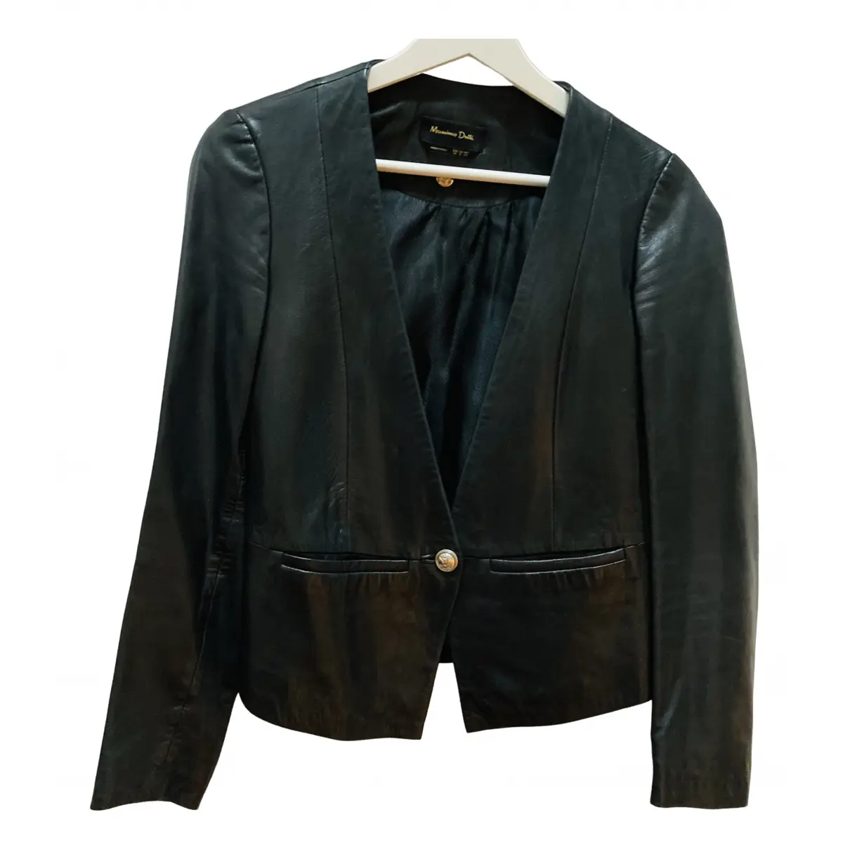 Leather blazer Massimo Dutti