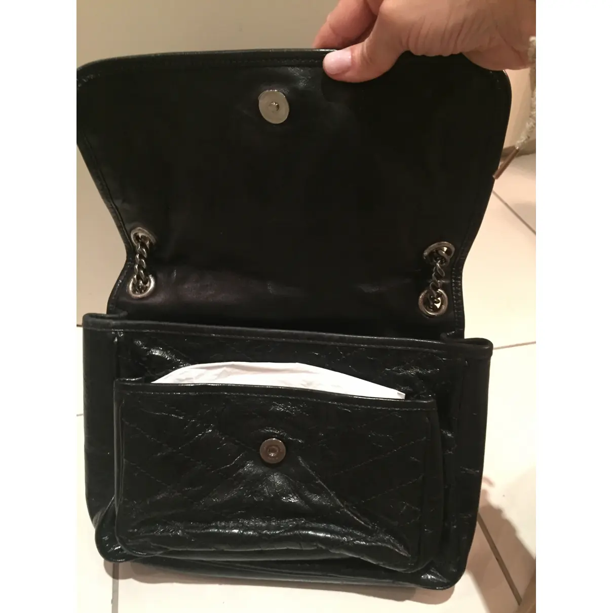 Messenger leather handbag Yves Saint Laurent - Vintage