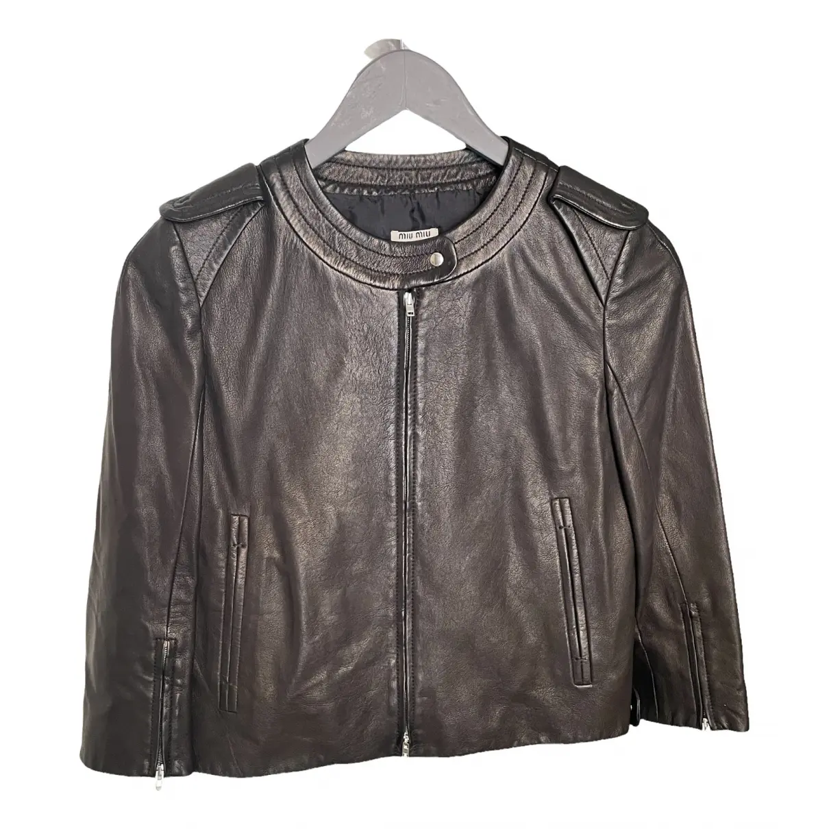 Leather biker jacket Miu Miu