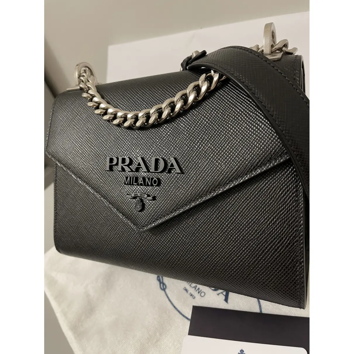 Monochrome leather crossbody bag Prada