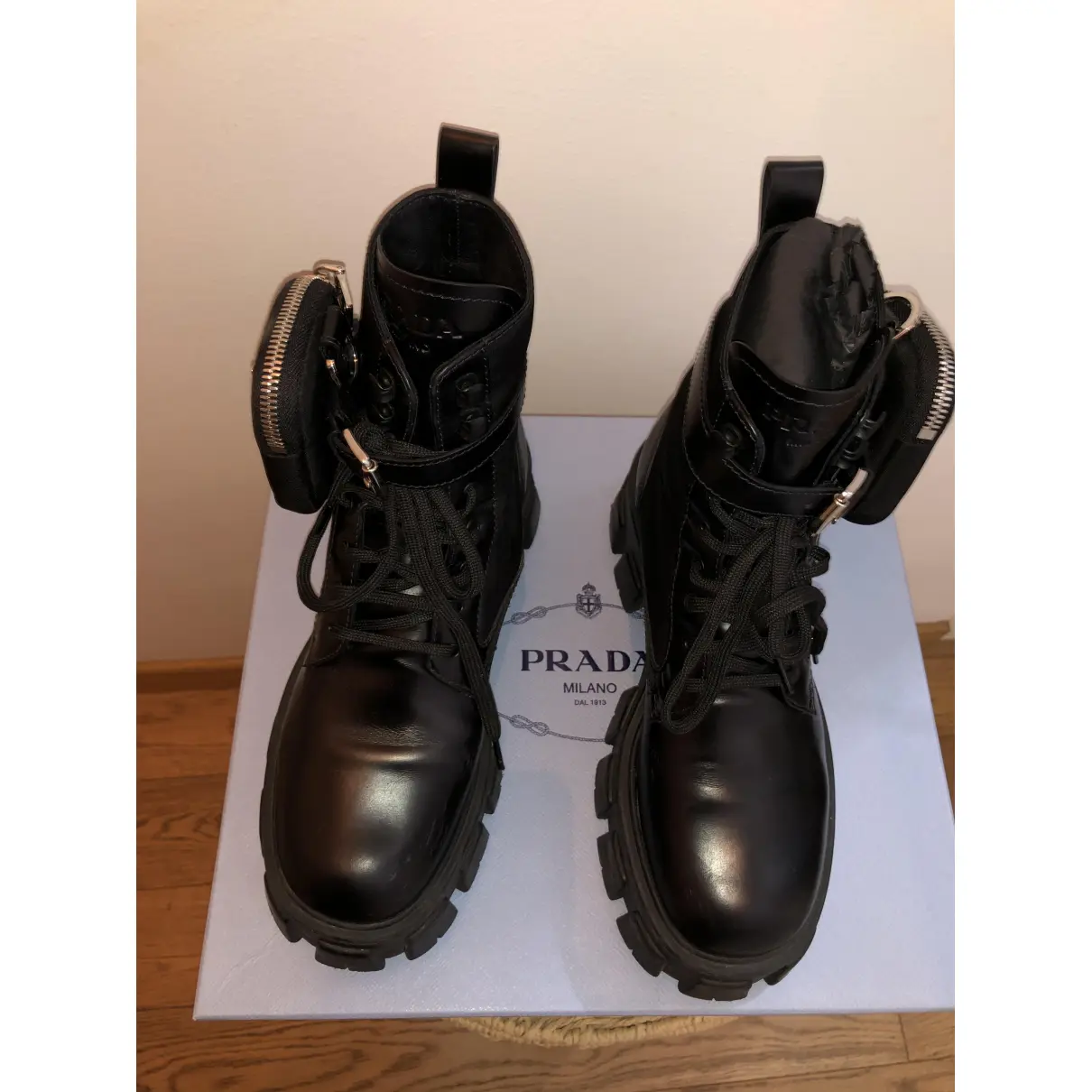 Monolith  leather biker boots Prada