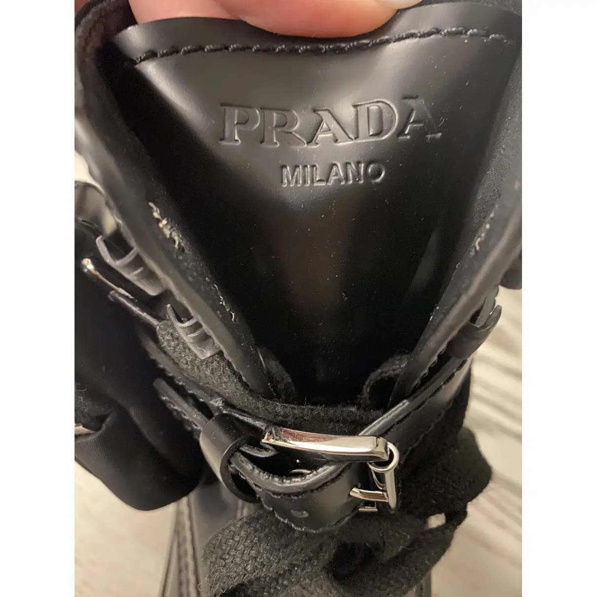 Monolith leather biker boots Prada