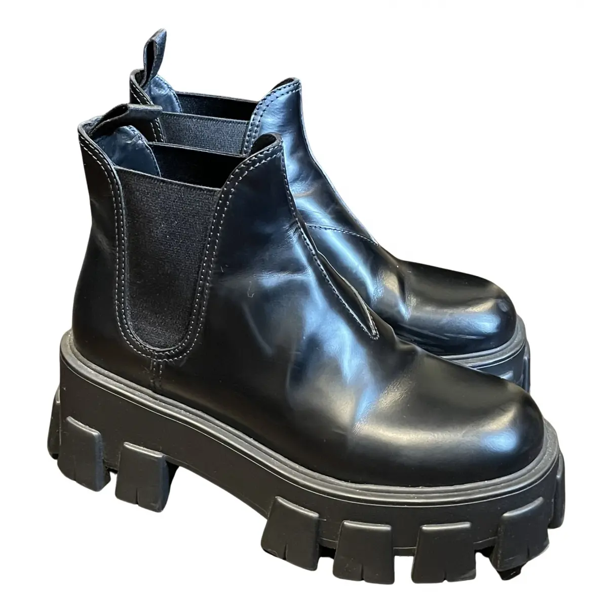 Monolith leather ankle boots Prada