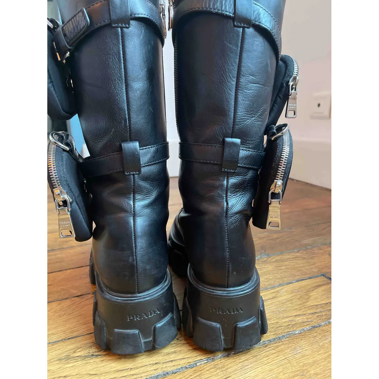 Monolith leather boots Prada