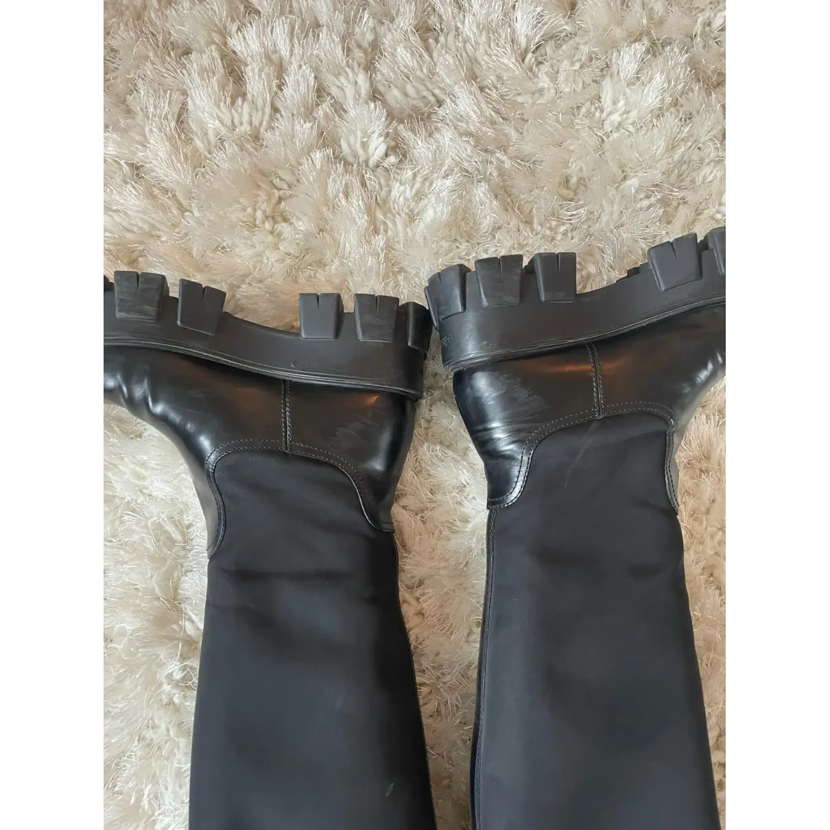 Monolith leather riding boots Prada