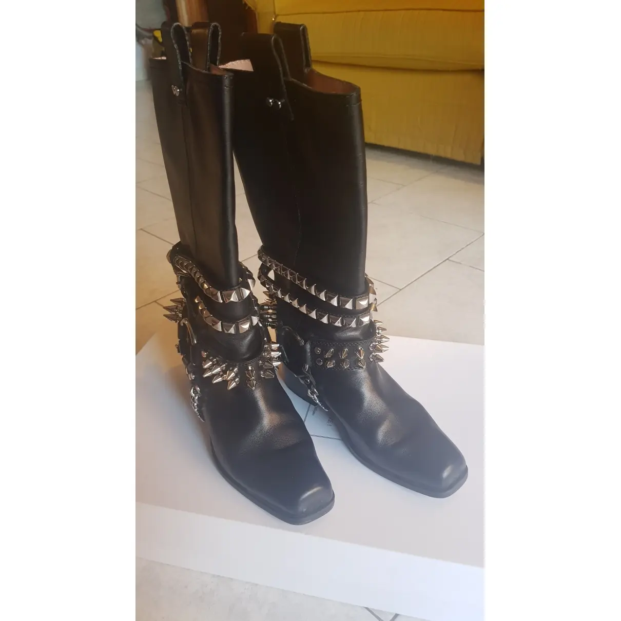 Moschino Leather cowboy boots for sale