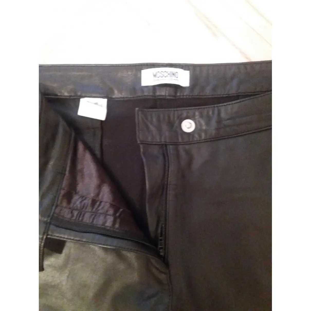 Leather slim pants Moschino Cheap And Chic