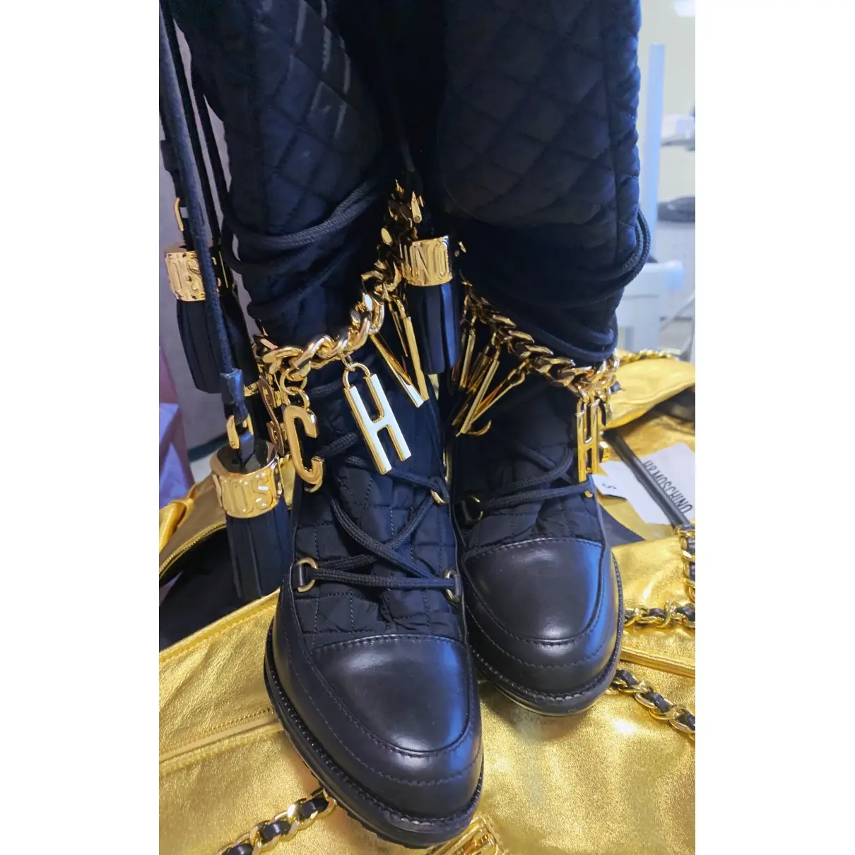 Leather boots Moschino for H&M