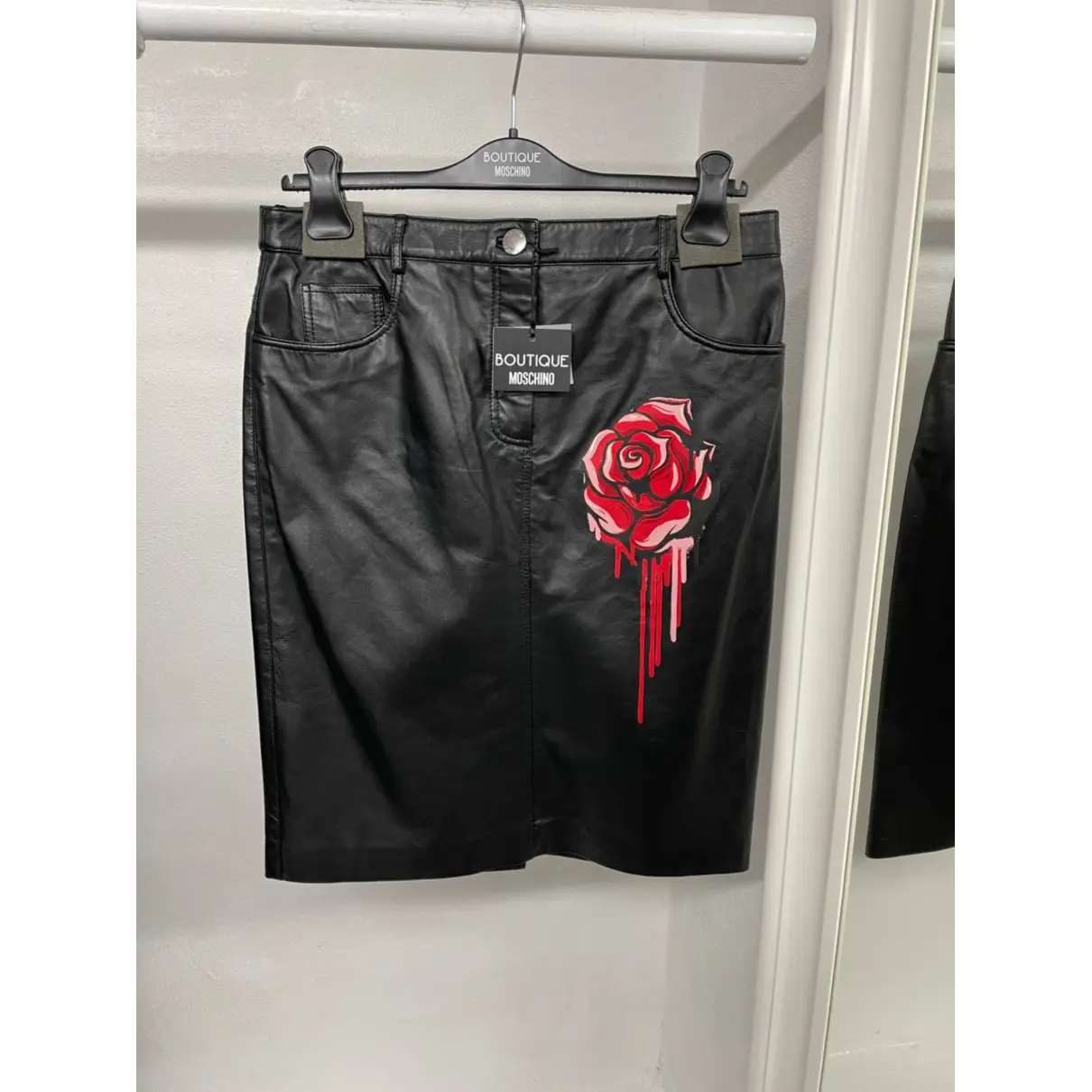 Buy Moschino Leather mid-length skirt online