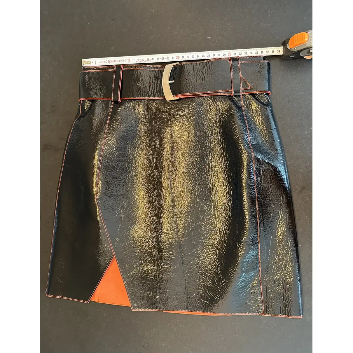 Leather mini skirt Mugler