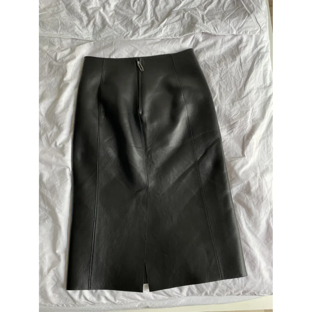 Buy Off-White Leather mid-length skirt online