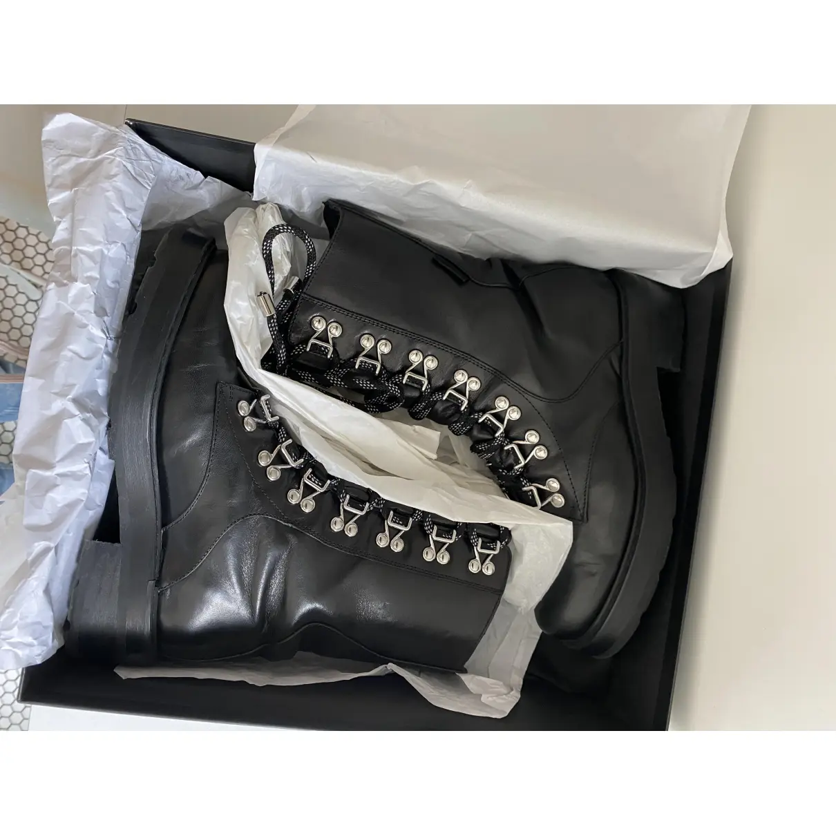 Leather lace up boots Olivier Theyskens